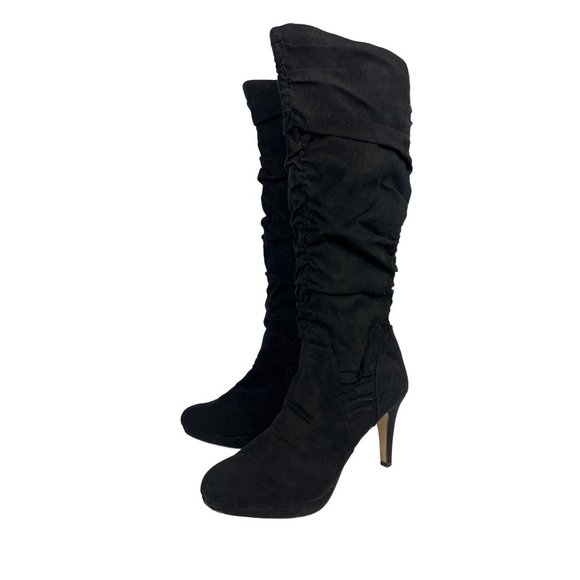 Adrienne Vittadini Peedro Suede Heel Slouch Boots - Picture 6 of 11